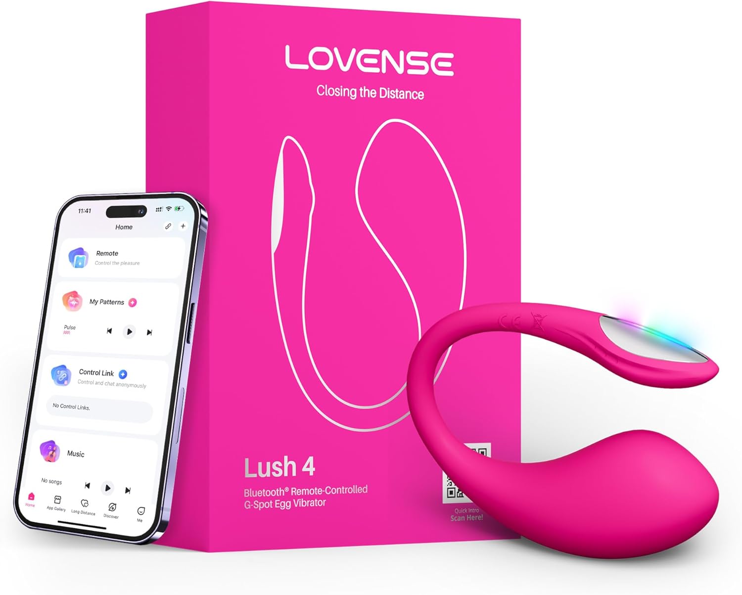Lovense Lush 4, œuf vibrant connecté rose